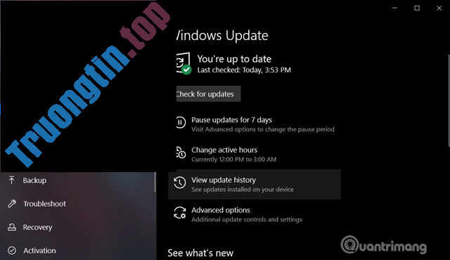 Cách&nbsp;xem&nbsp;lịch&nbsp;sử&nbsp;cập&nbsp;nhật&nbsp;Windows&nbsp;10