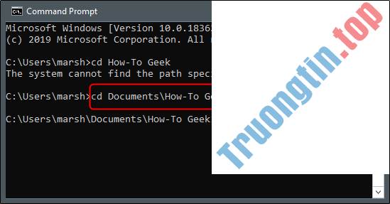 Cách thay đổi thư mục trong Command Prompt trên Windows 10