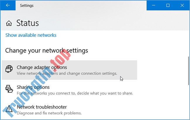 Cách&nbsp;mở&nbsp;Network&nbsp;Connections&nbsp;trên&nbsp;Windows&nbsp;10