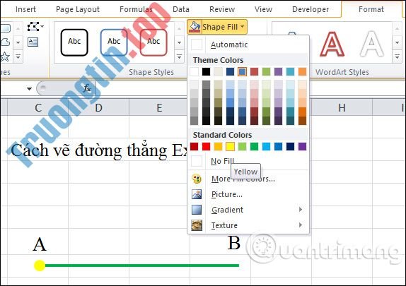 Cách&nbsp;vẽ&nbsp;đường&nbsp;thẳng,&nbsp;vẽ&nbsp;mũi&nbsp;tên&nbsp;trong&nbsp;Excel