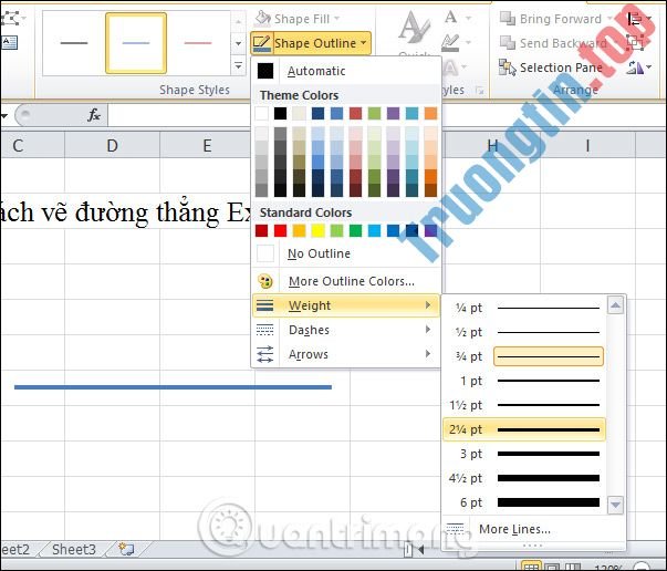 Cách&nbsp;vẽ&nbsp;đường&nbsp;thẳng,&nbsp;vẽ&nbsp;mũi&nbsp;tên&nbsp;trong&nbsp;Excel