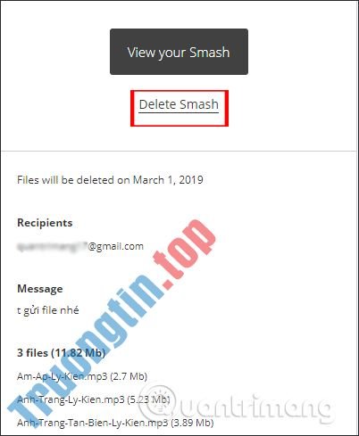 Cách chia sẻ file tự hủy trên Smash
