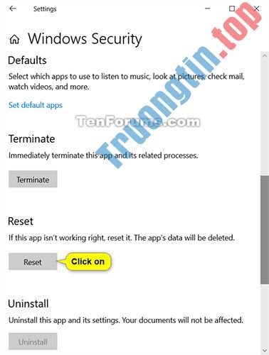 Cách&nbsp;reset&nbsp;ứng&nbsp;dụng&nbsp;Windows&nbsp;Security&nbsp;trong&nbsp;Windows&nbsp;10