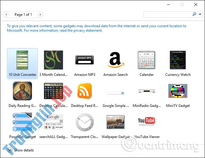 Cách&nbsp;cài&nbsp;Gadget&nbsp;cho&nbsp;Windows&nbsp;10&nbsp;bằng&nbsp;Gadgetarian