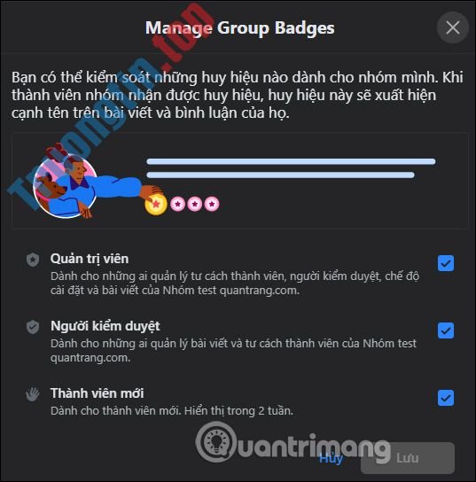 Cách bật tắt huy hiệu trong nhóm Facebook