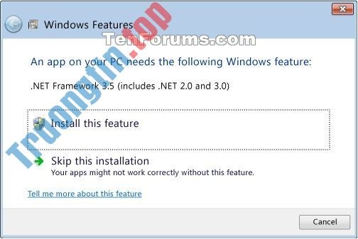 Hướng dẫn cài đặt .NET Framework 3.5 trên Windows 10 1 Hướng dẫn cài đặt .NET Framework 3.5 trên Windows 10