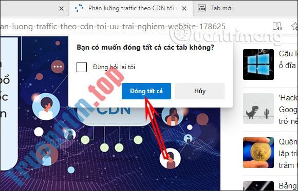 Cách bật lời nhắc tắt nhiều tab trên Microsoft Edge