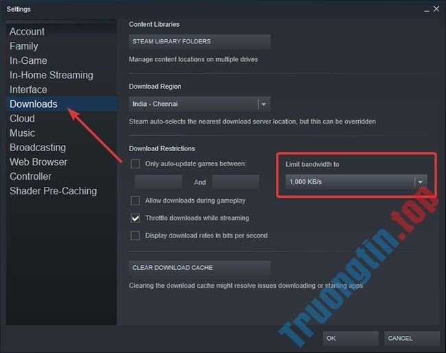 Cách giới hạn tốc độ download của Steam trong Windows 2 Cách giới hạn tốc độ download của Steam trong Windows