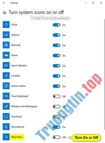 Cách&nbsp;thêm/xóa&nbsp;biểu&nbsp;tượng&nbsp;Meet&nbsp;Now&nbsp;trên&nbsp;Taskbar&nbsp;trong&nbsp;Windows&nbsp;10