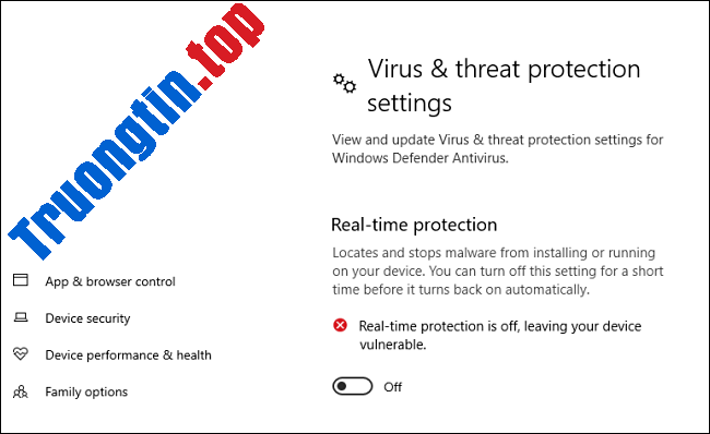 Cách tắt bảo vệ thời gian thực trong Microsoft Defender trên Windows 10