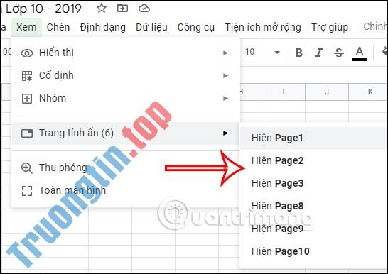 Cách ẩn, hiện sheet trên Google Sheets