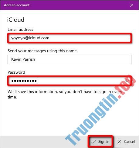 Cách thiết lập quyền truy cập email và lịch iCloud trên Windows 10