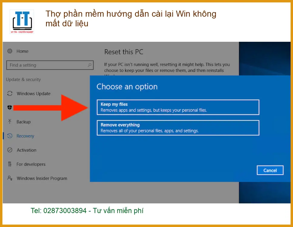 Cài lại Win không mất dữ liệu – Thợ phần mềm hướng dẫn nhanh TPHCM