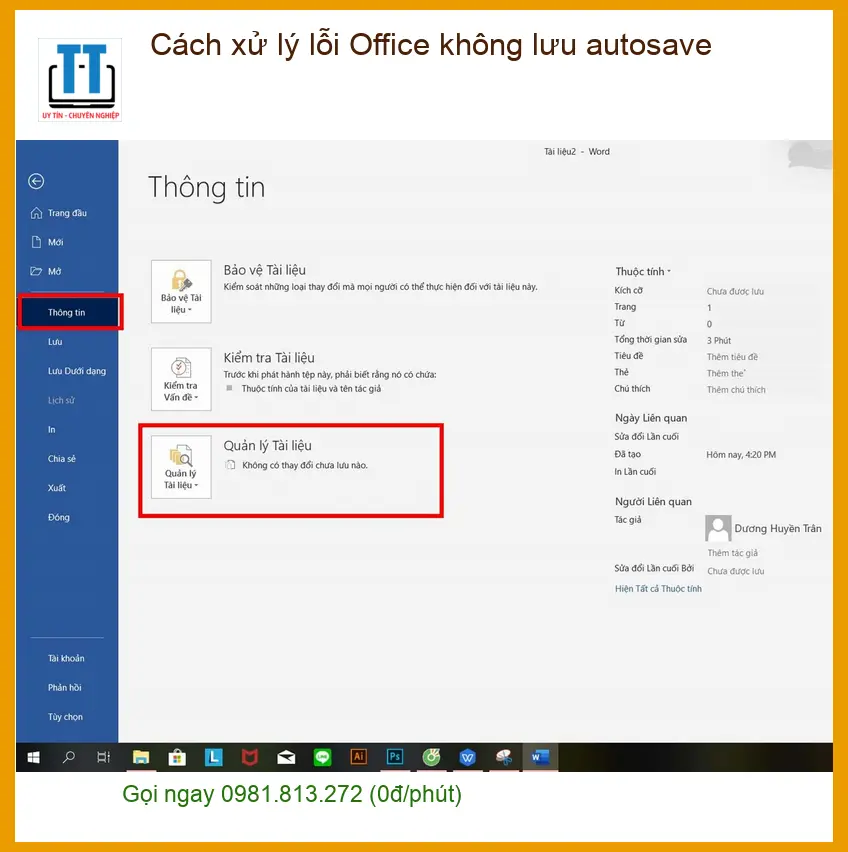 Văn phòng Cách xử lý lỗi Office không lưu autosave – Trung tâm hỗ trợ TPHCM
