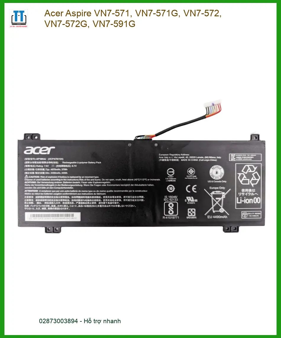 Pin Laptop ACER Aspire VN7-571, VN7-591G - Thay Nhanh, Giá Rẻ Tại TPHCM