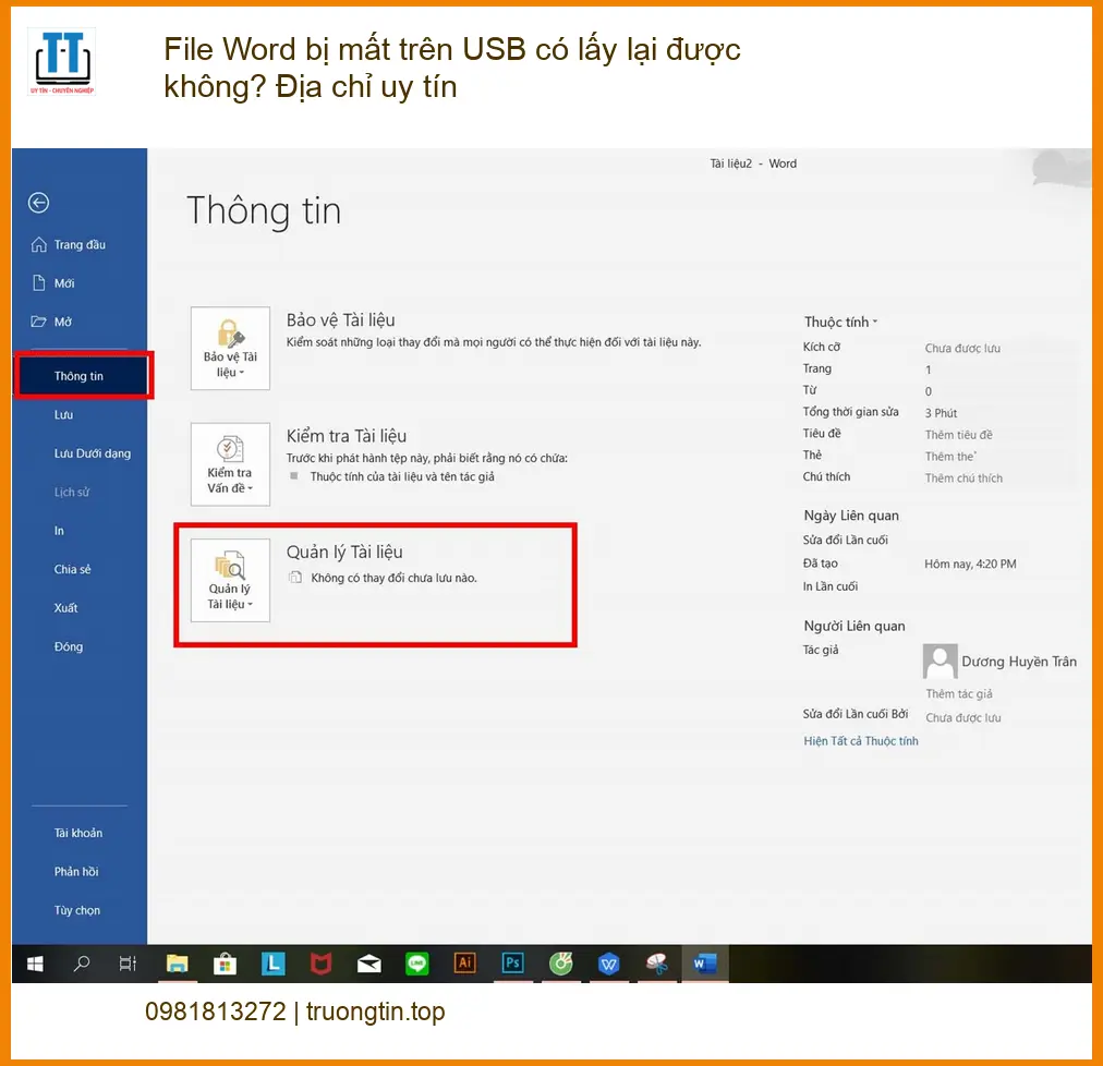Khôi Phục Dữ Liệu File Word bị mất USB – Trung tâm cứu dữ liệu TPHCM