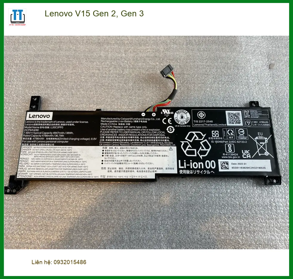 Pin Laptop LENOVO Lenovo V15 Gen 2, 3 - Thay Nhanh Giá Tốt TPHCM