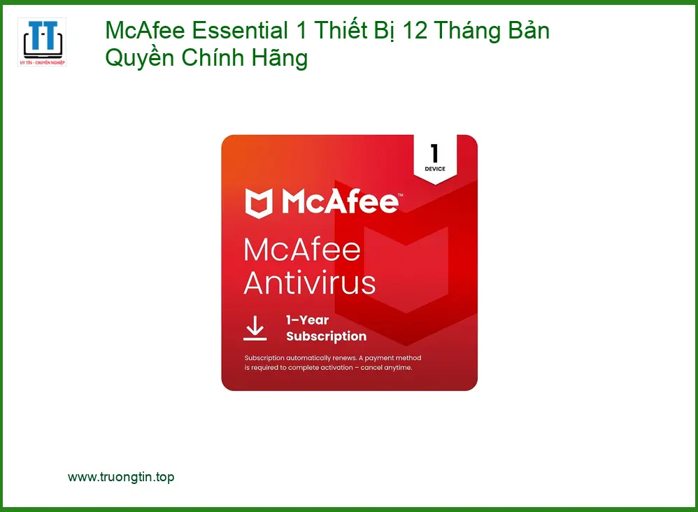 Antivirus McAfee Essential 1 Máy 12 Tháng - Mua Nhanh Giá Rẻ TPHCM